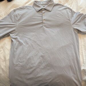 Peter Millar Light Gray Striped Polo Shirt